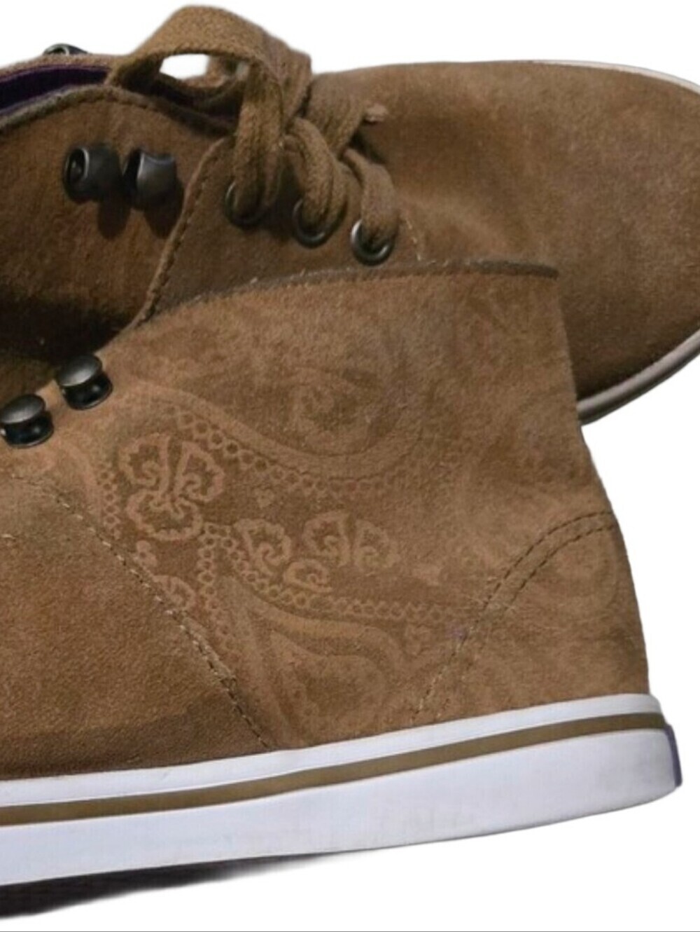 Vans Brown Suede Paisley High Top Sneakers Women 6.5